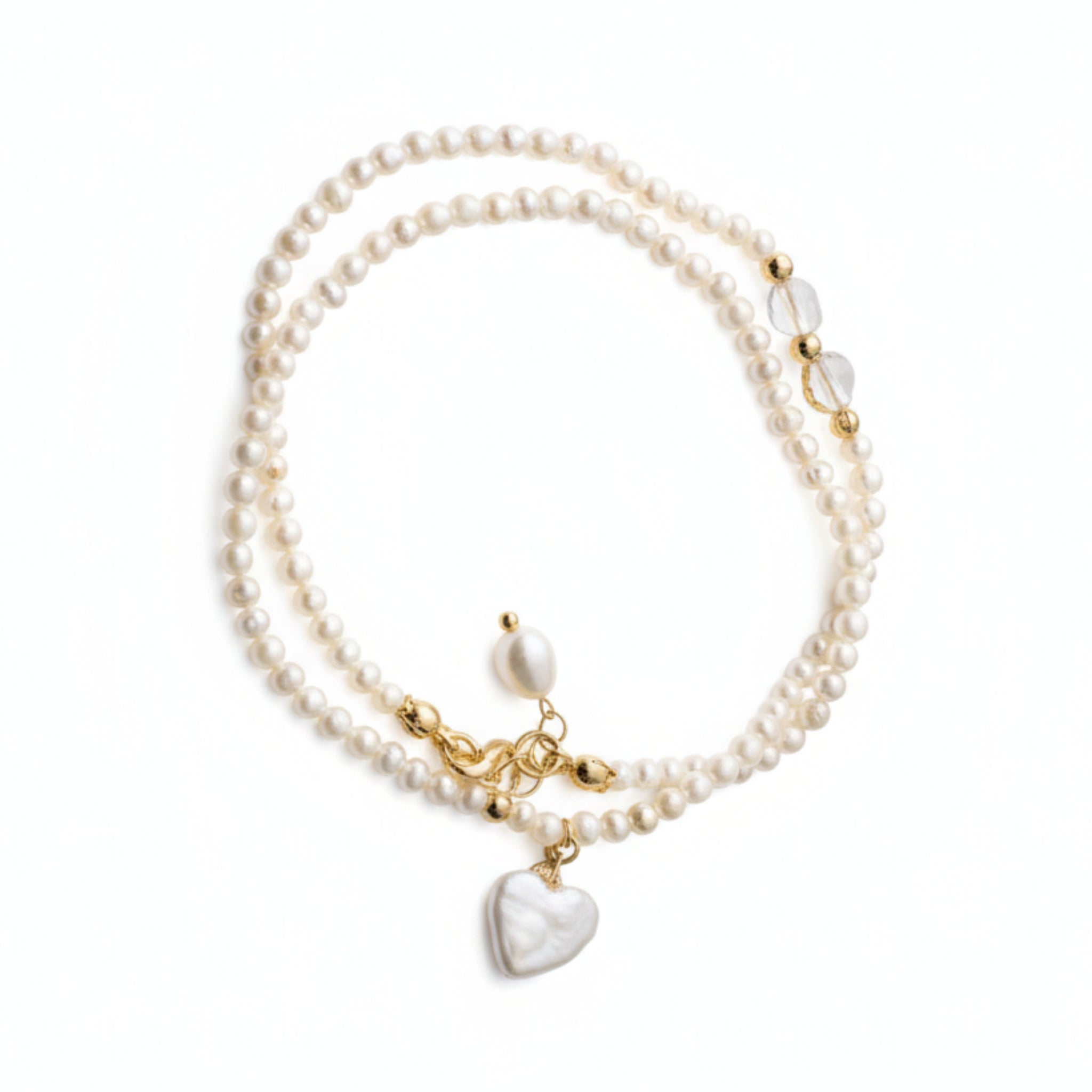 Freshwater Pearl Necklace with Heart-Shaped Pearl Accent