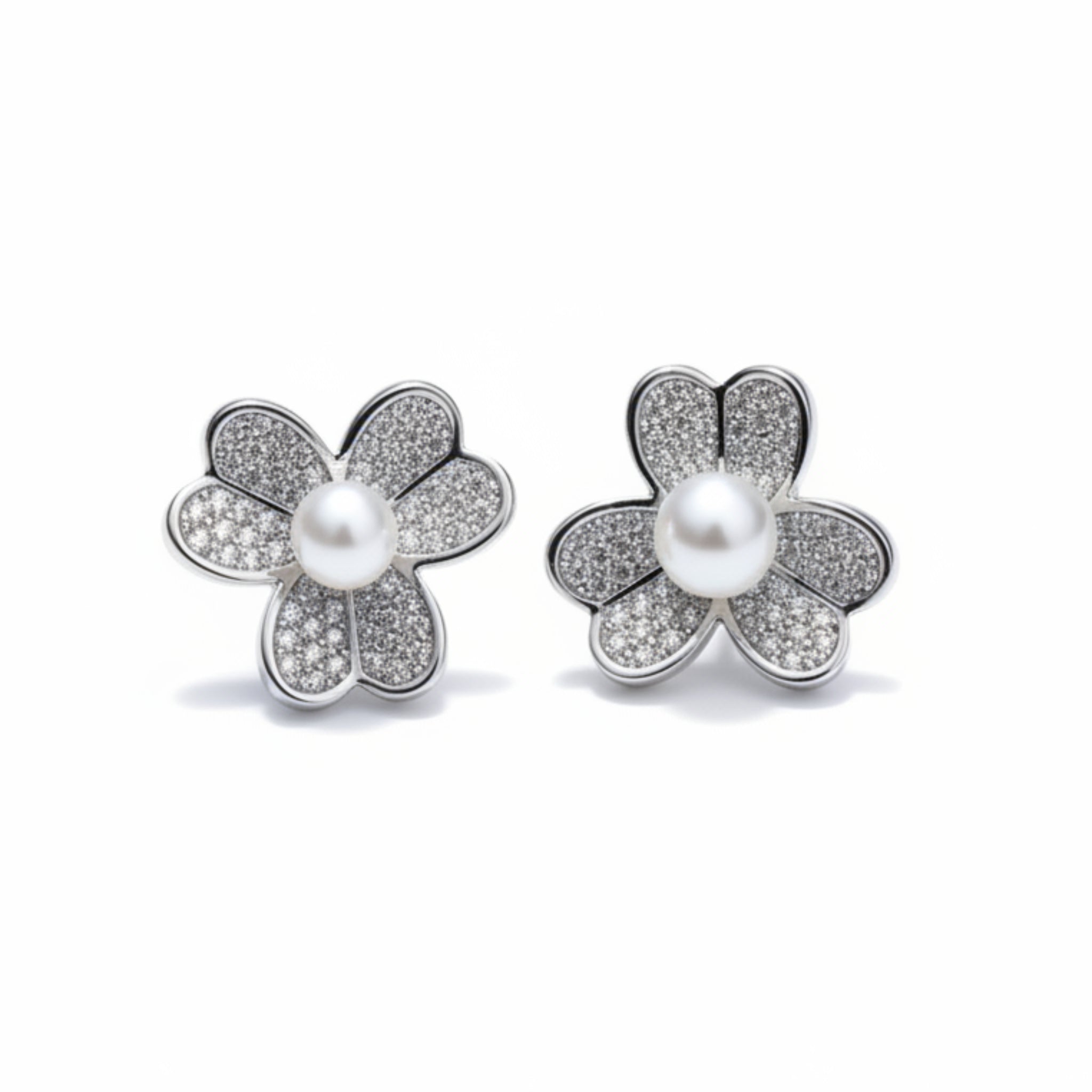 Clover Pearl Stud Earrings